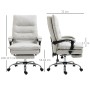 Vinsetto Bürostuhl mit Fußstütze, hellgrau, mit Maßangaben für Höhe, Breite und Tiefe.