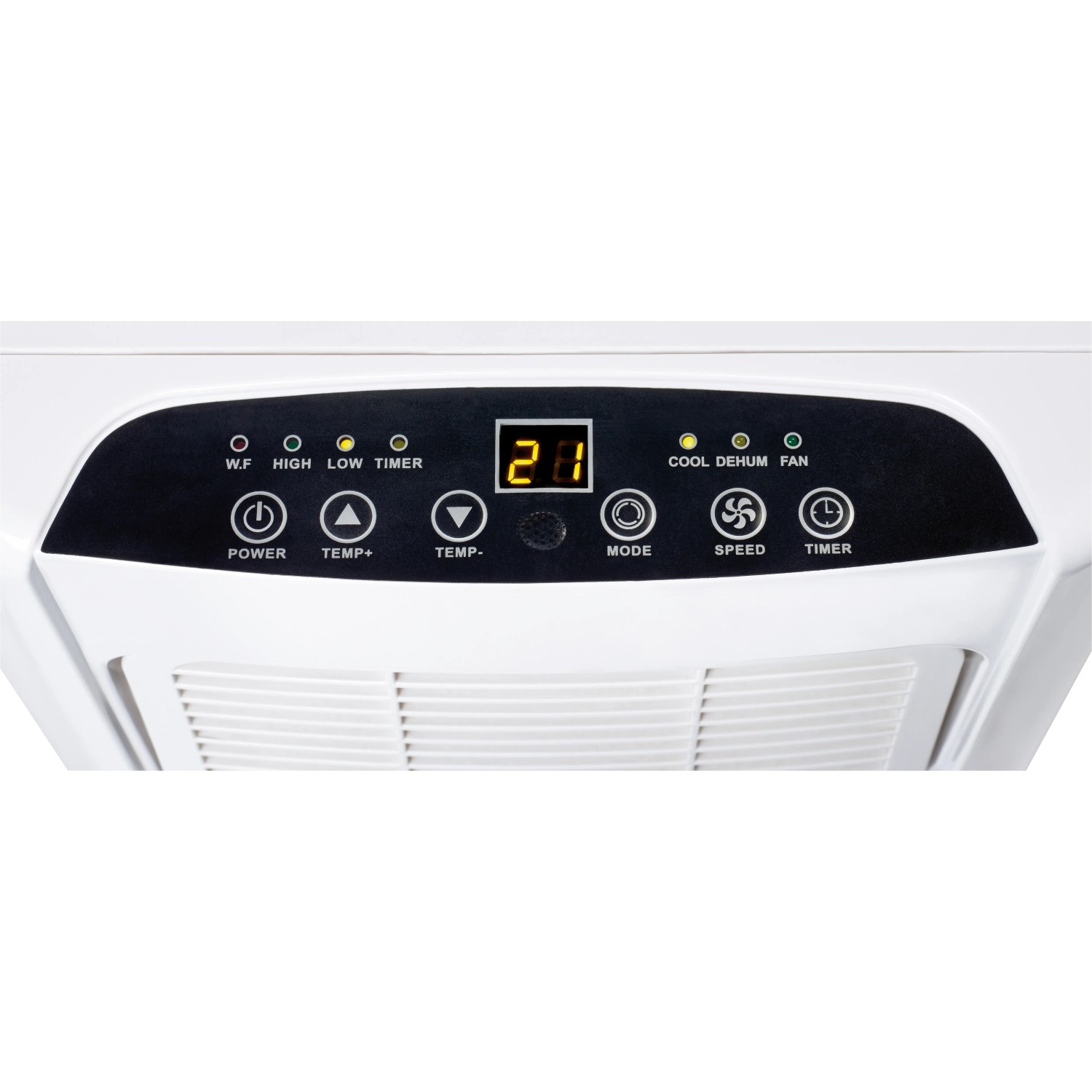 Detailaufnahme des Bedienelements vom OBI Klimagerät KGM 7000-70 mit Display und Tasten.