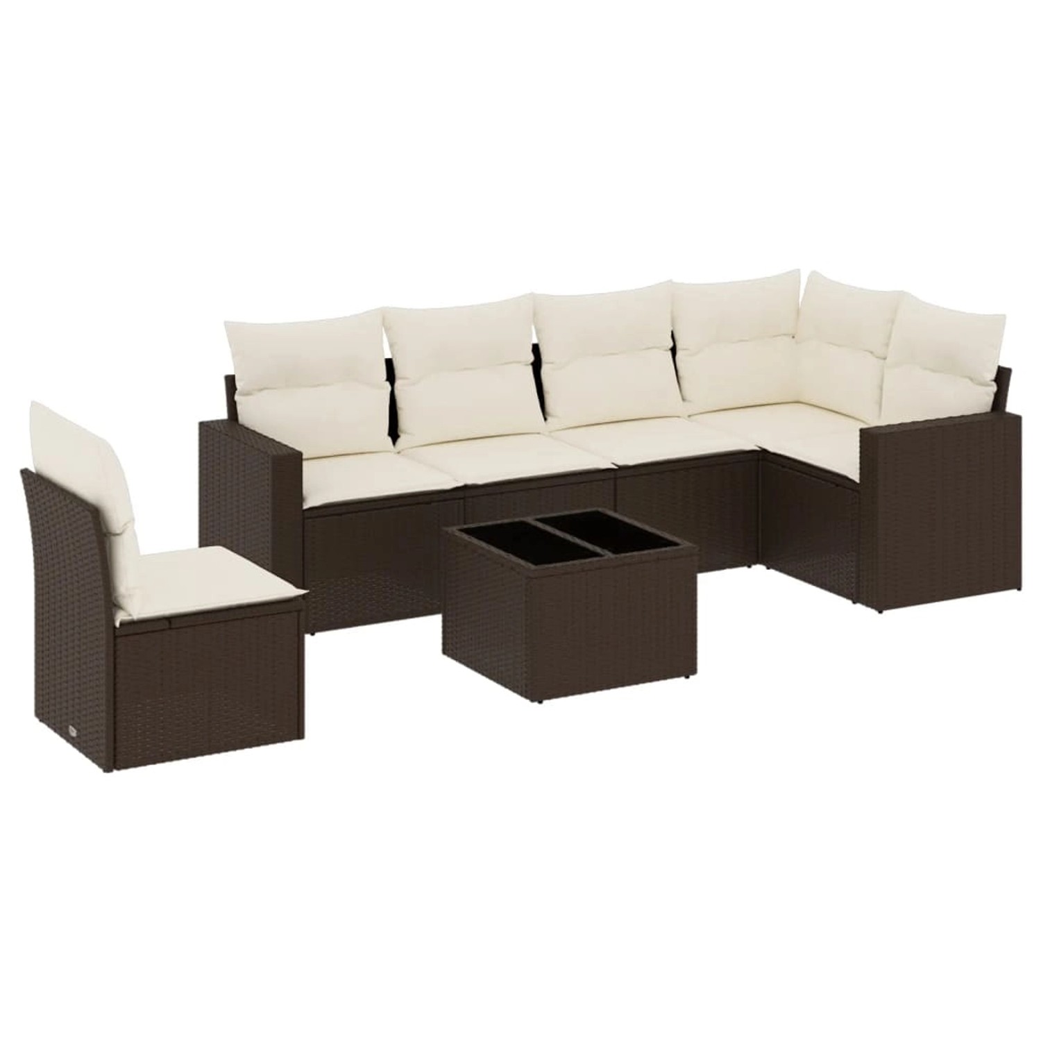 vidaXL 7-Tlg Garten-Sofagarnitur mit Kissen Braun Poly Rattan 3219033 günstig online kaufen