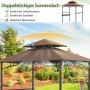 Costway Grillpavillon mit Doppeldach Seitenregalen Flaschenöffner Braun_4