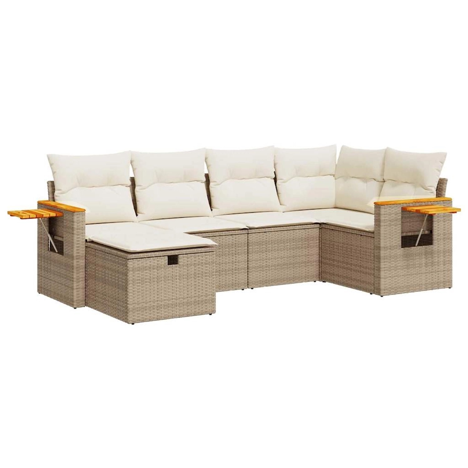 vidaXL 6-Tlg Garten-Sofagarnitur mit Kissen Beige Poly Rattan 3325971 günstig online kaufen