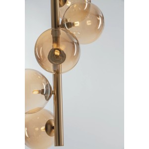 Moderne 5-flammige Pendelleuchte Neptun in Champagner & Messing. Design Hängeleuchte für Wohnräume.