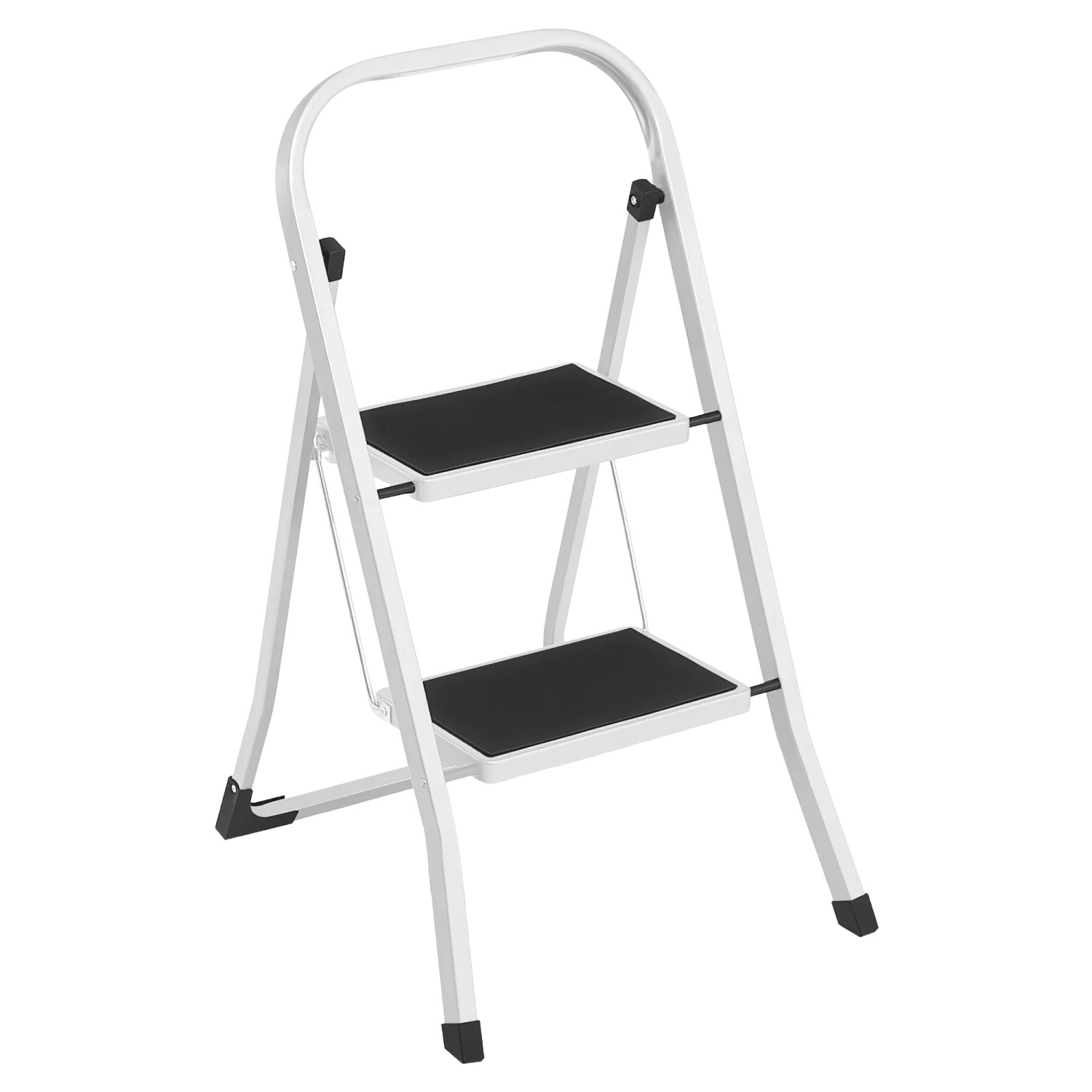 Songmics Trittleiter Brody mit 2 Stufen Rutschfest Weiß-Schwarz günstig online kaufen