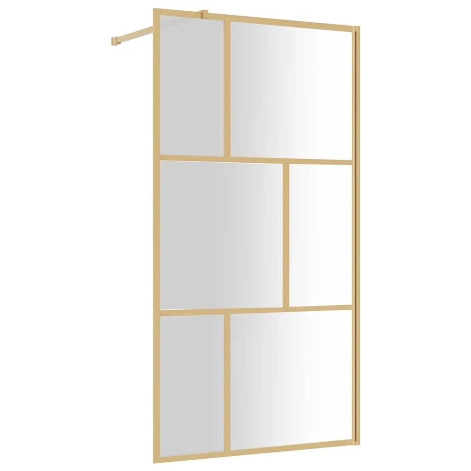 vidaXL Duschwand für Begehbare Dusche ESG Klarglas Golden 100x195cm 154957
