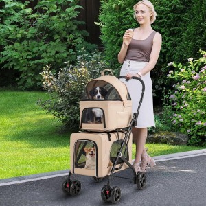 Costway 3 In 1 Hundewagen Buggy Bis 16 kg Beige