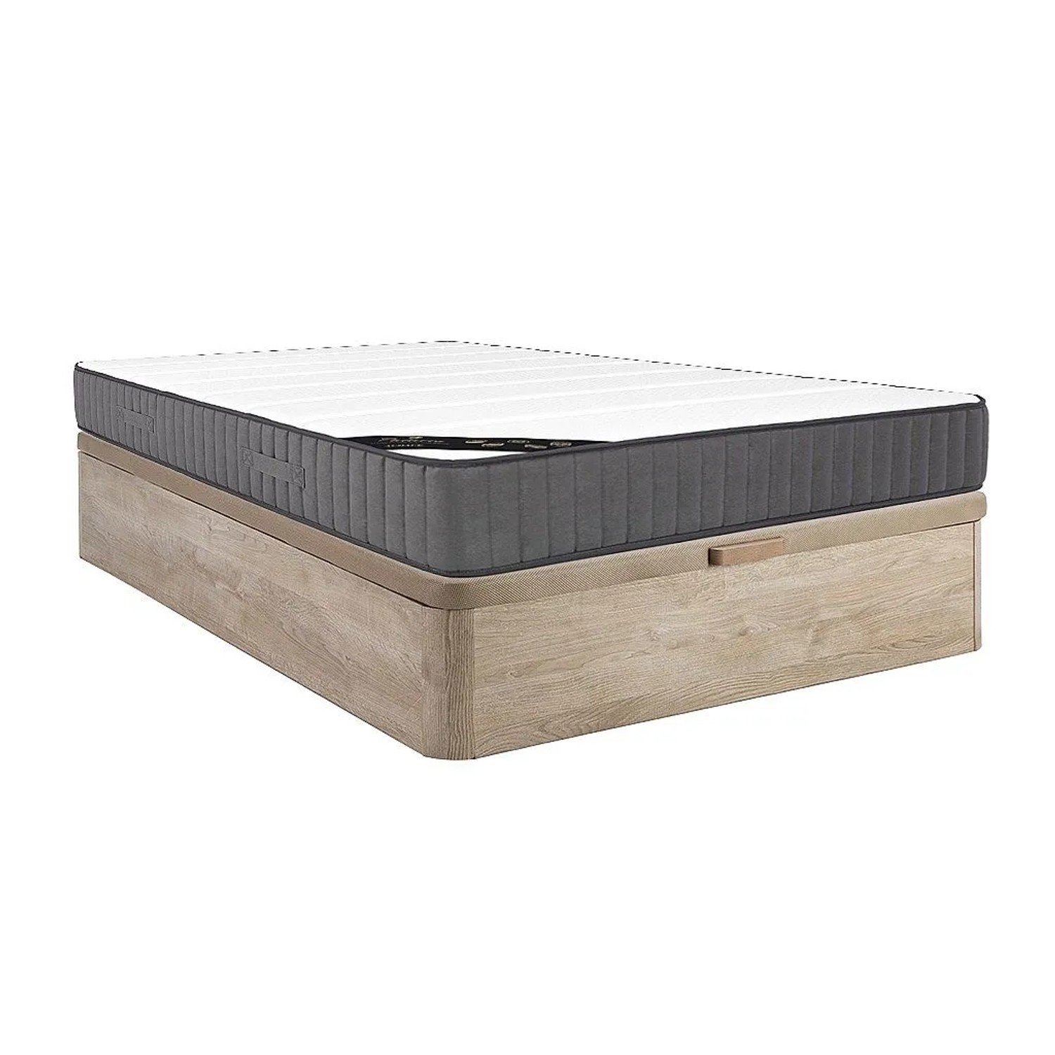 Vente-unique Matratze Und Bettgestell Mit Lattenrost Und Bettkasten Audace Naturfarben Hell 200 cm