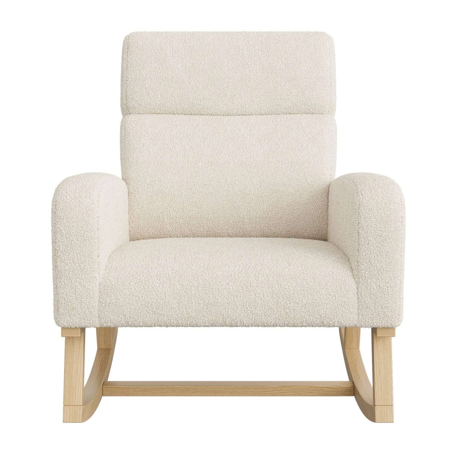 PXloue Polsterstuhl für Wohnzimmer Relaxsessel mit Beinen aus Massivholz Beige