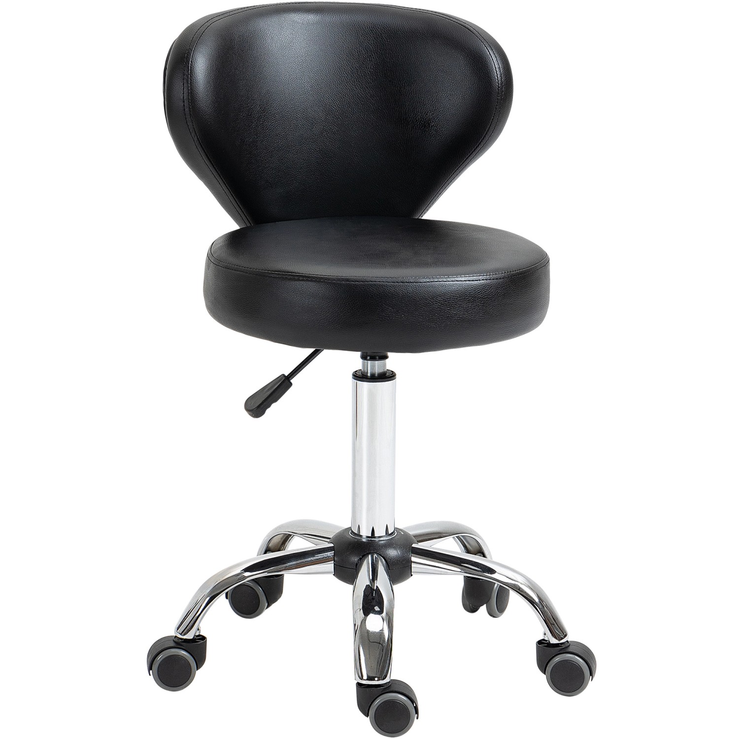 Thumbnail - HOMCOM Salonhocker mit Lehne Kunstleder Schwarz 54L x 45B x 73-88H cm