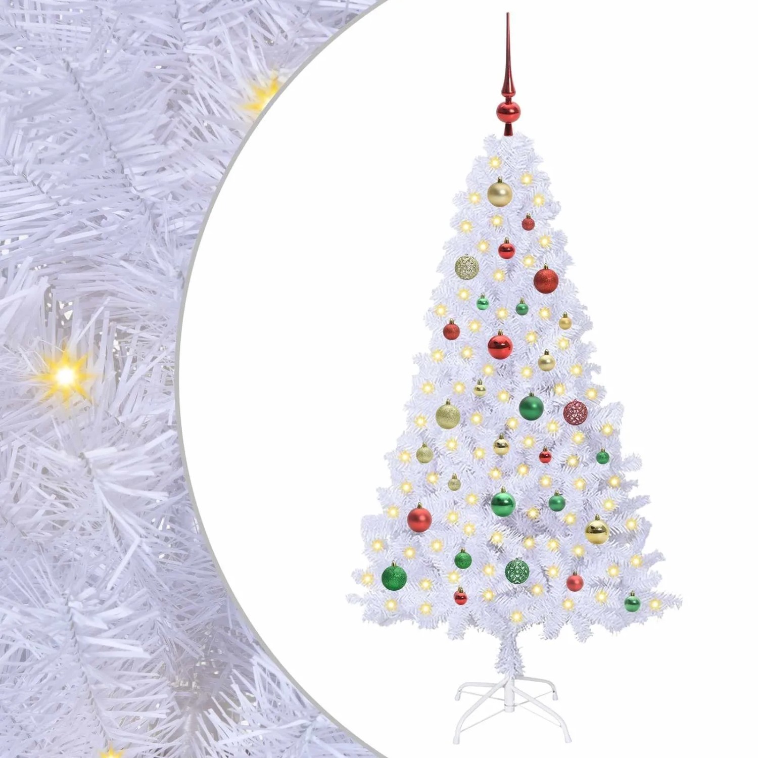 vidaXL Künstlicher Weihnachtsbaum Weiß 150 cm PVC und Stahl 3426766