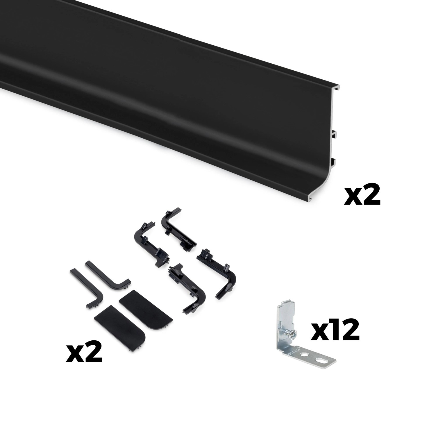 Emuca Lot mit 2 AufLotProfile Gola für Küchenmöbel Länge 2.35 m mit Zubehör Aluminium Weiss Lackiert