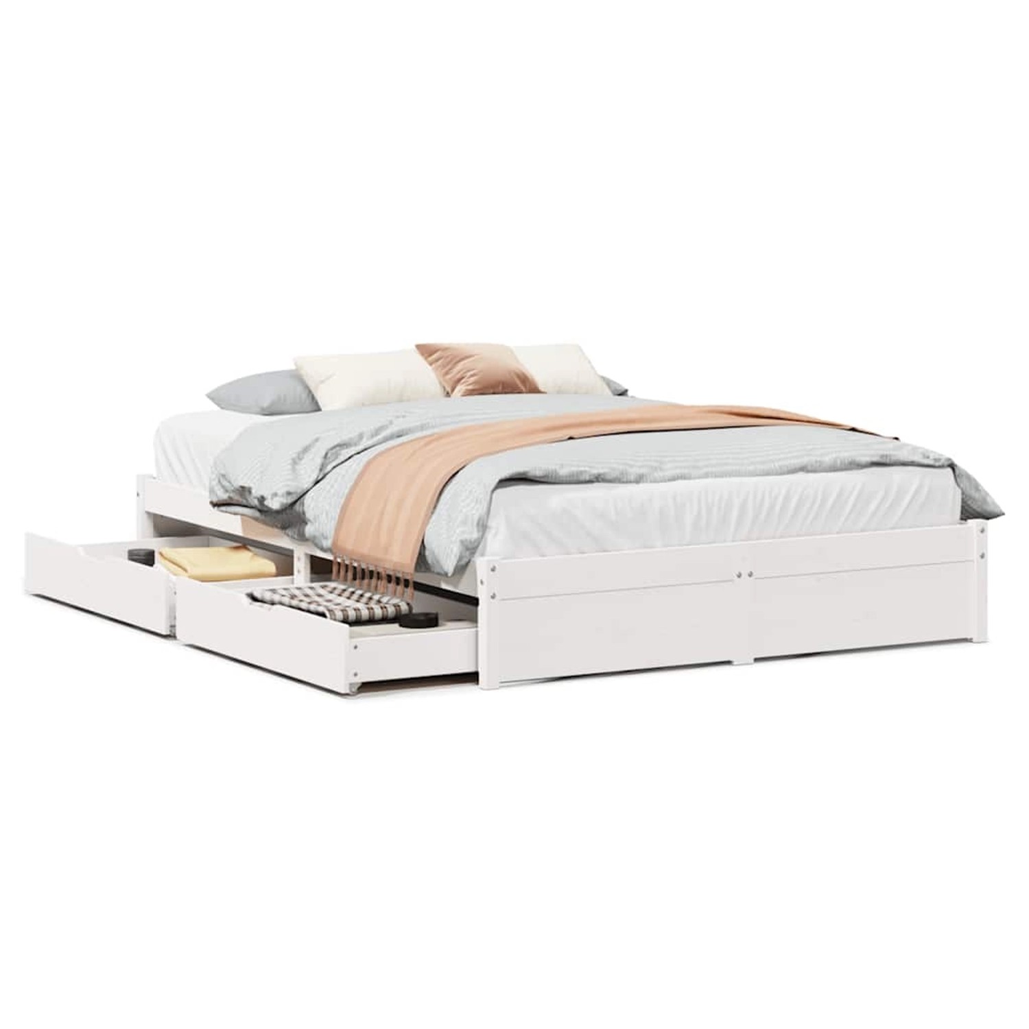 vidaXL Massivholzbett ohne Matratze Weiß 140x200 cm Kiefernholz 3301663 günstig online kaufen