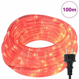 Rotes vidaXL Lichtseil mit 2400 LEDs, 100 m lang, für Außen-Lichterketten.