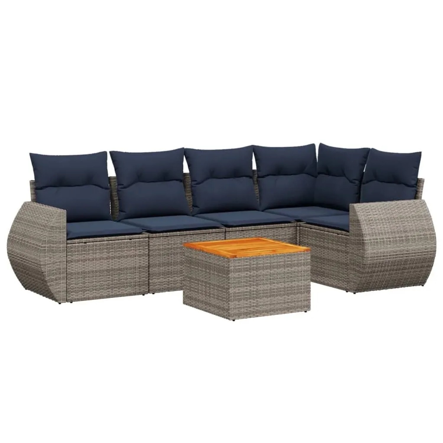 vidaXL 6-Tlg Gartensofa-Set mit Kissen Grau Polyrattan 3224997 günstig online kaufen