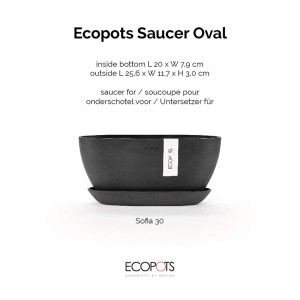 Ecopots Untersetzer Sofia oval Dunkelgrau 26 cm