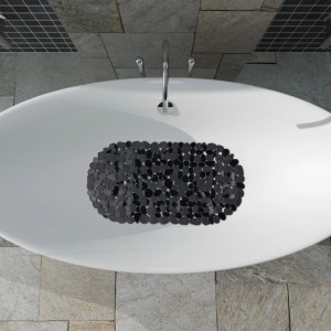 Relaxdays Badewannenmatte PVC Schwarz Steinoptik Rutschfest 68 cm x 36 cm x 0,5 cm 0,49 kg