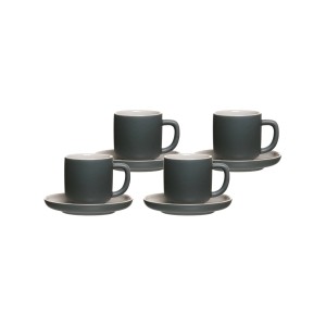 Ritzenhoff & Breker Jasper Espresso-Set, 4 graue Tassen mit Untertassen aus Steinzeug.