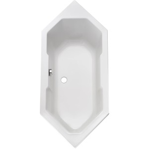 Weiße Eckbadewanne Sierra, 180x80 cm, von oben.