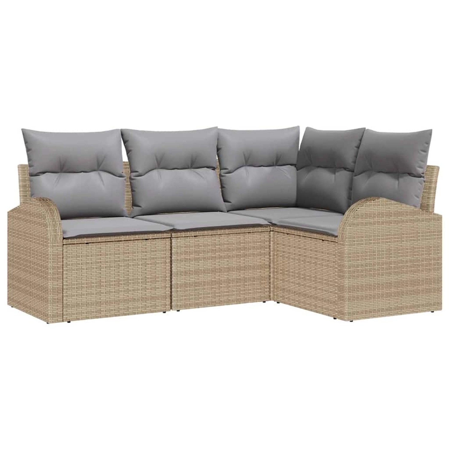 vidaXL Garten-Sofa-Set mit Kissen 4-Tlg Beige Hellgrau Poly Rattan 3354689 günstig online kaufen