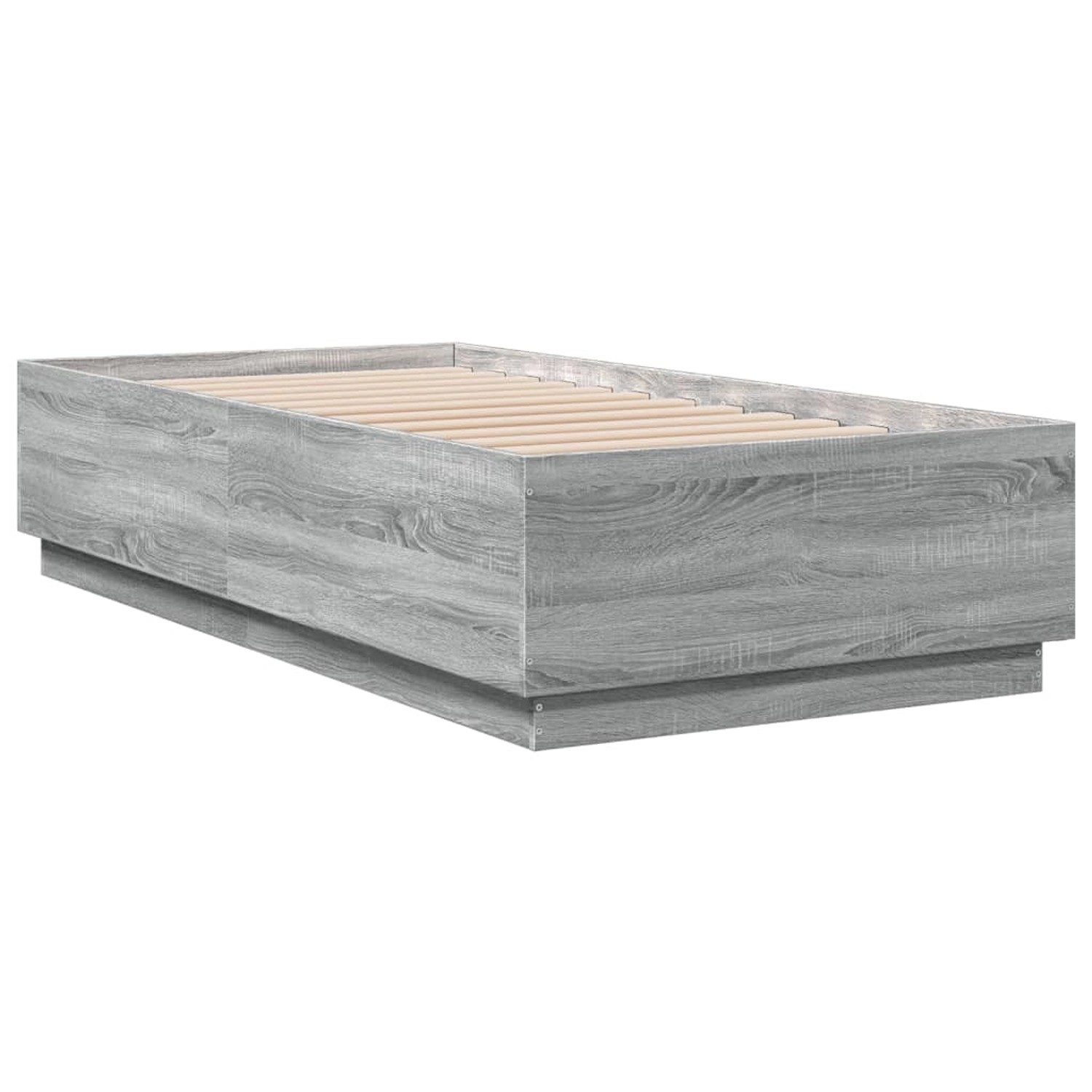 vidaXL Bettgestell mit LED Grau Sonoma 90x190 cm Holzwerkstoff 3209665 günstig online kaufen