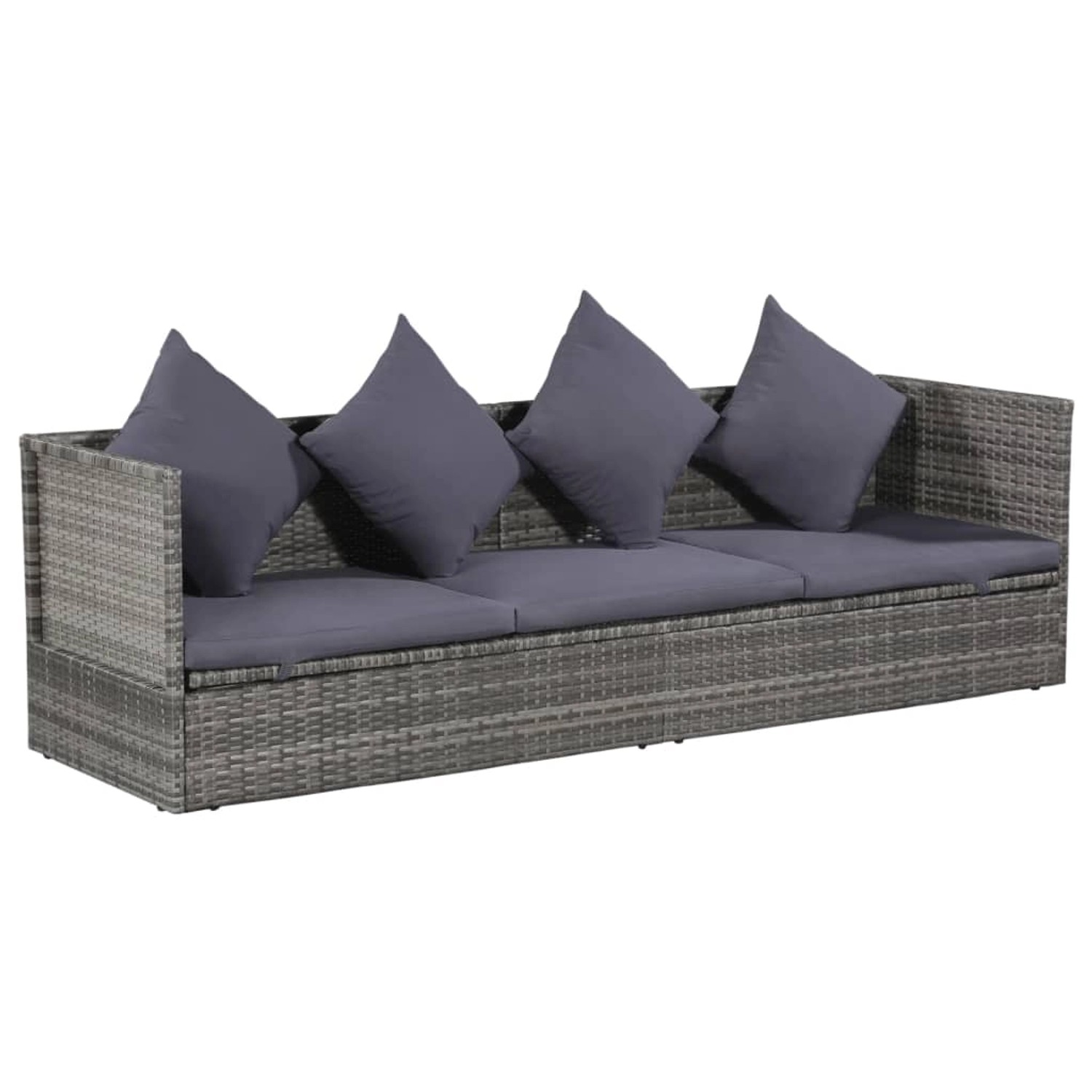 vidaXL Garten-Sofabett 200x60 cm Poly Rattan Grau 43959