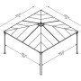 Technische Zeichnung des anthrazitfarbenen Canopia Gartenpavillons Palermo 4.3x4.3 mit Maßangaben.