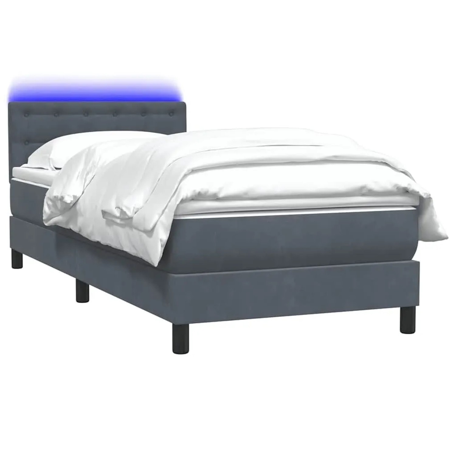 vidaXL Boxspringbett mit Matratze & LED Dunkelgrau 90x210 cm Samt 3317248 günstig online kaufen