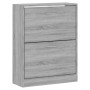 vidaXL Schuhschrank, Grau Sonoma, 63x24x81 cm, Holzwerkstoff mit zwei Klappen.
