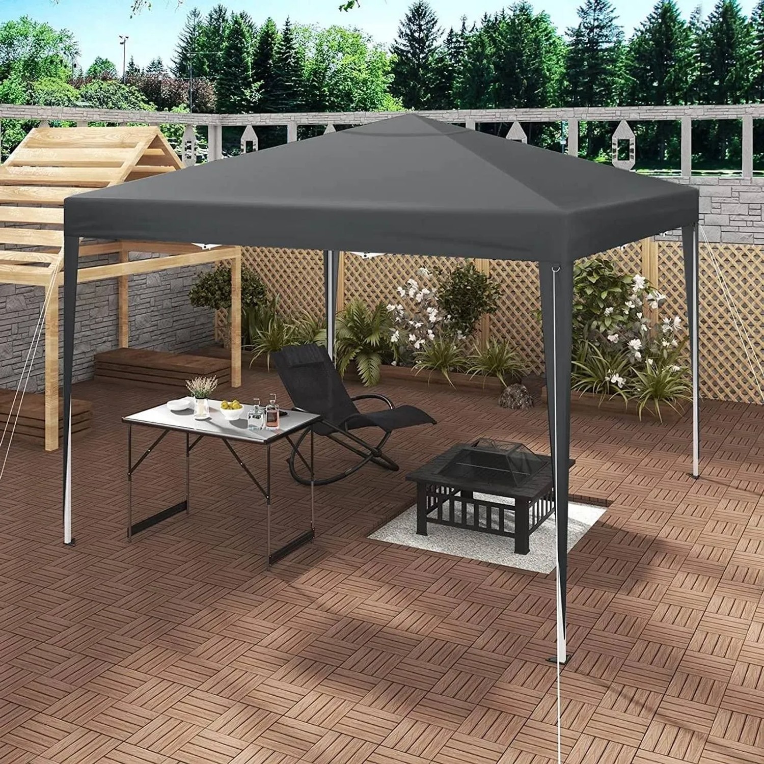 WOLTU Pavillon Pop-Up Wasserdichter Sonnenschutz 3 x 3 m Anthrazit_2