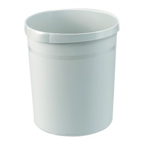 Grauer, runder PROREGAL Papierkorb aus Kunststoff, 18 Liter.