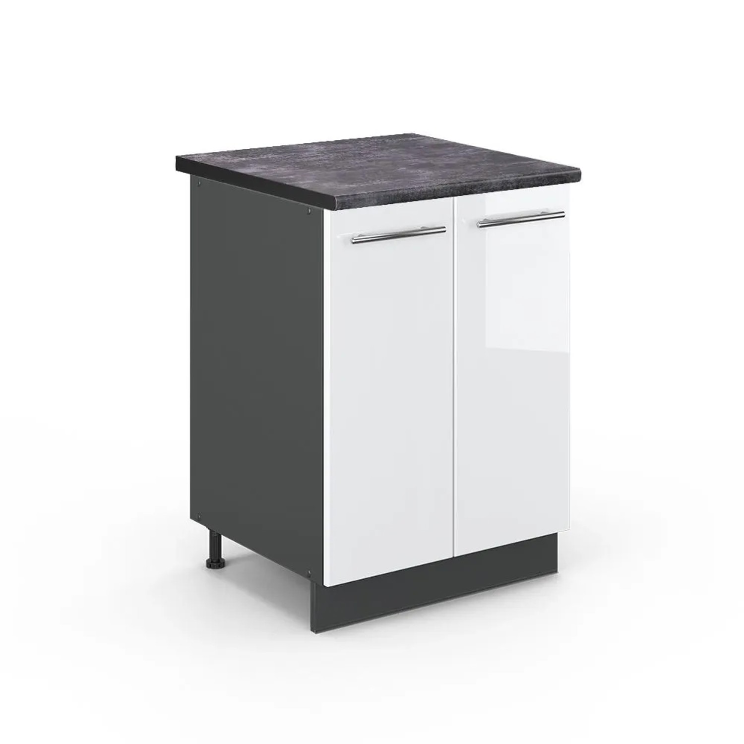 Vicco Küchenunterschrank Fame-Line Weiß Hochglanz Anthrazit 60 cm AP Anthrazit