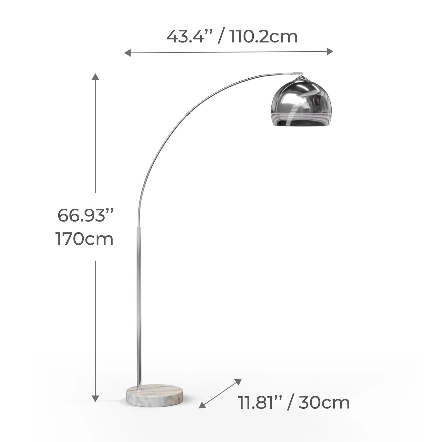 Teamson Home Bogenlampe in Chrom-Silber: Stilvolle Deckenfluter für Wohnräume.