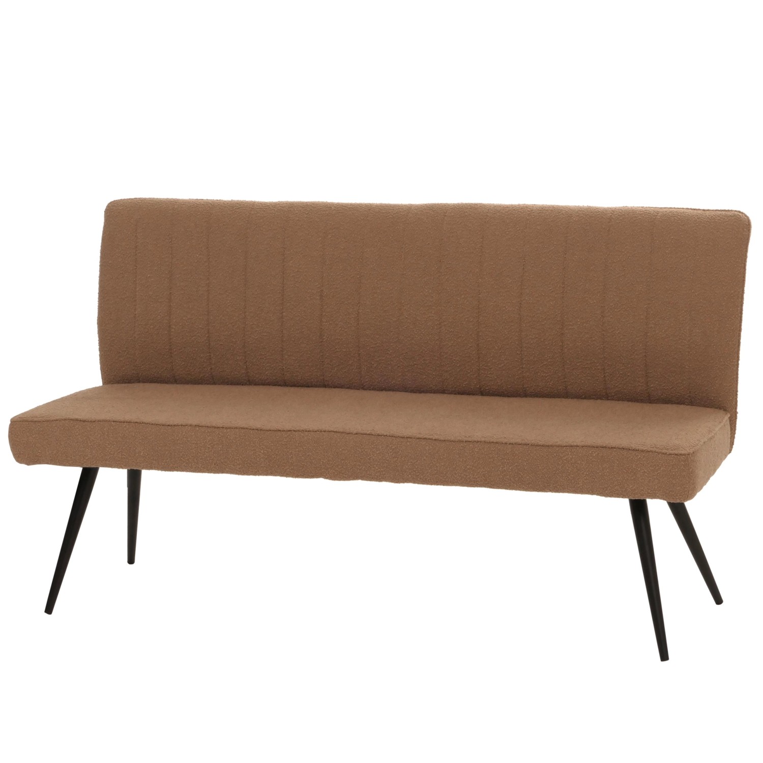 BERLINLODGE Sitzbank 90x160x60cm Sitzhöhe 48cm Rückenlehne Stoff/Textil Boucle Metall 160cm Braun