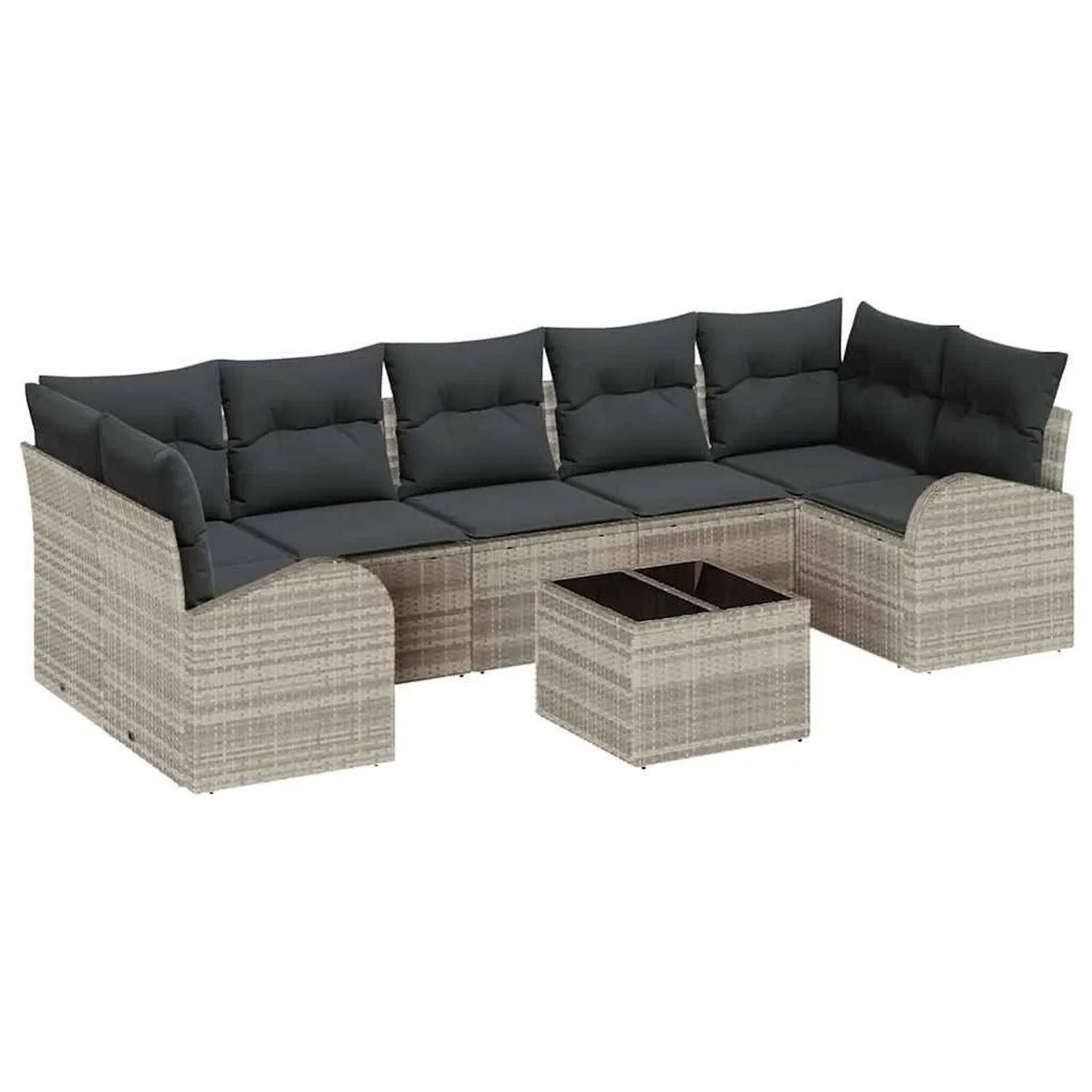 vidaXL Garten-Sofa-Set mit Kissen 8-Tlg Hellgrau und Dunkelgrau 3354631