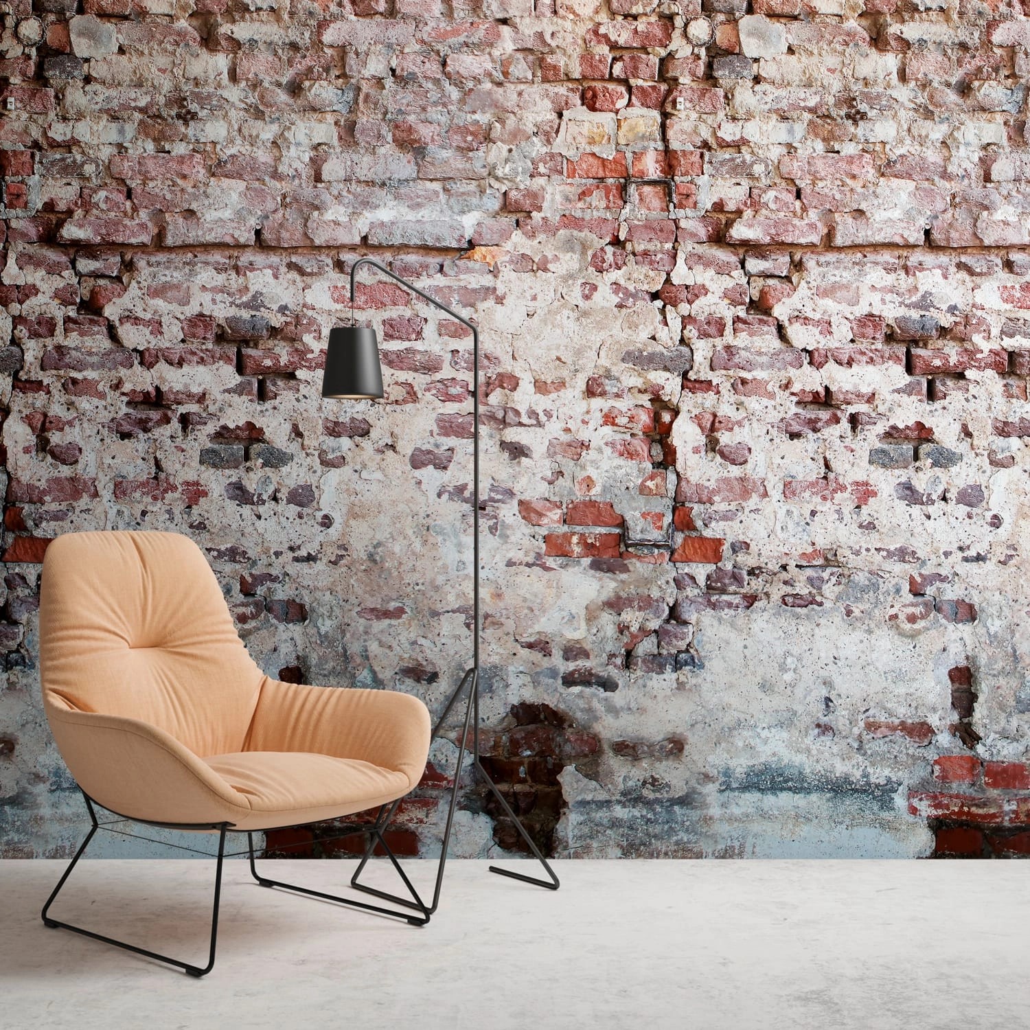 PROFHOME 383351-GU Fototapete Ziegelstein Matt Rot Grau Weiß 1,59 m x 2,8 m günstig online kaufen