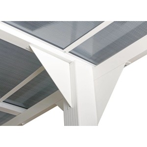 Proregal Alu-Carport HxBxT 249x604x613 cm 10cm-Gestell Polycarbonat-Dach Regenrinne 3x6m Weiß Autoüberdachung Garage Unterstand