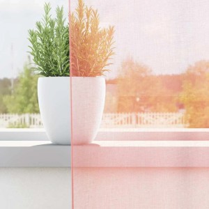 Rosa Voile Vorhänge (2 Stk.) mit Stangentaschen, leicht transparent für sanftes Licht.