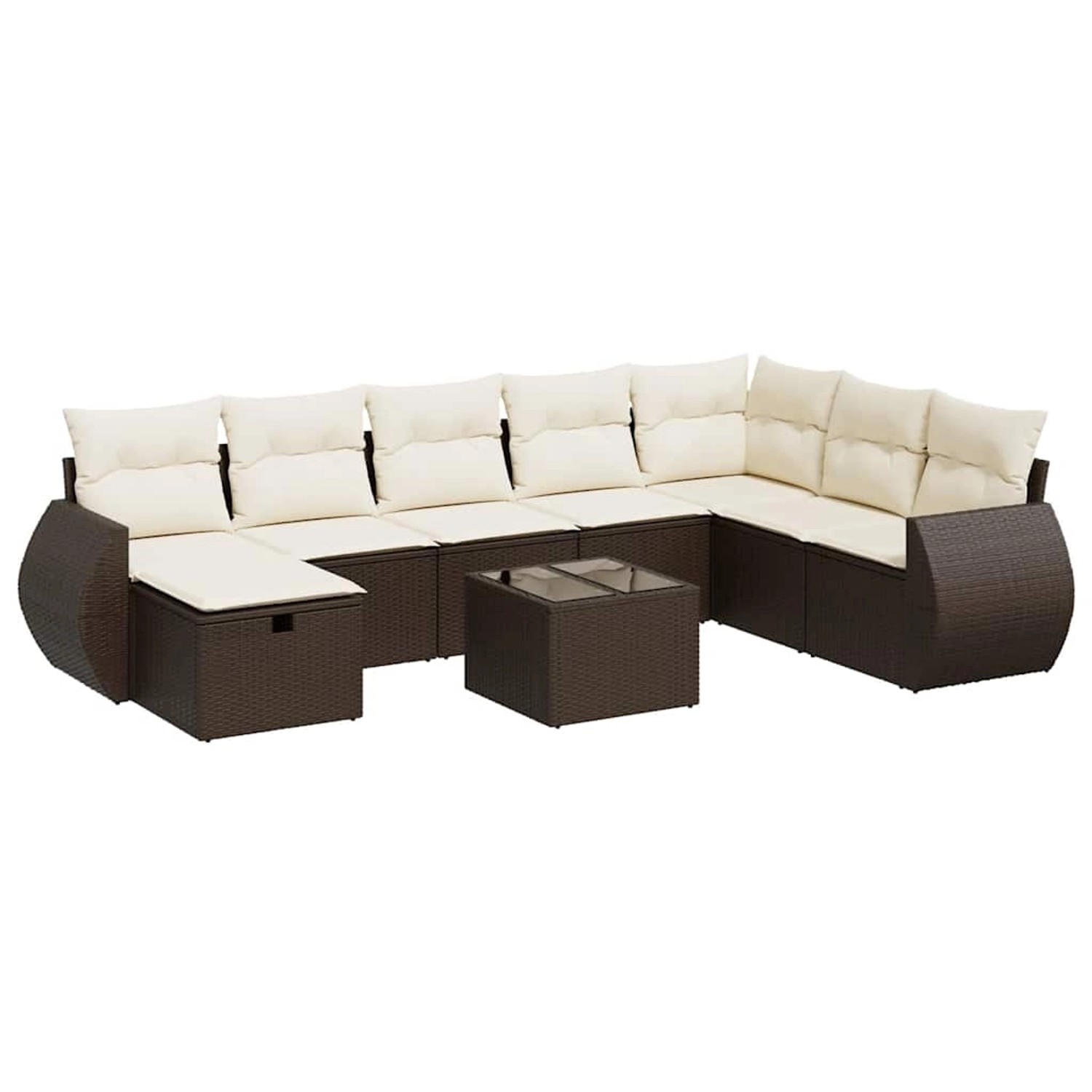 vidaXL 9-Tlg Garten-Sofagarnitur mit Kissen Braun Poly Rattan 3325649 günstig online kaufen