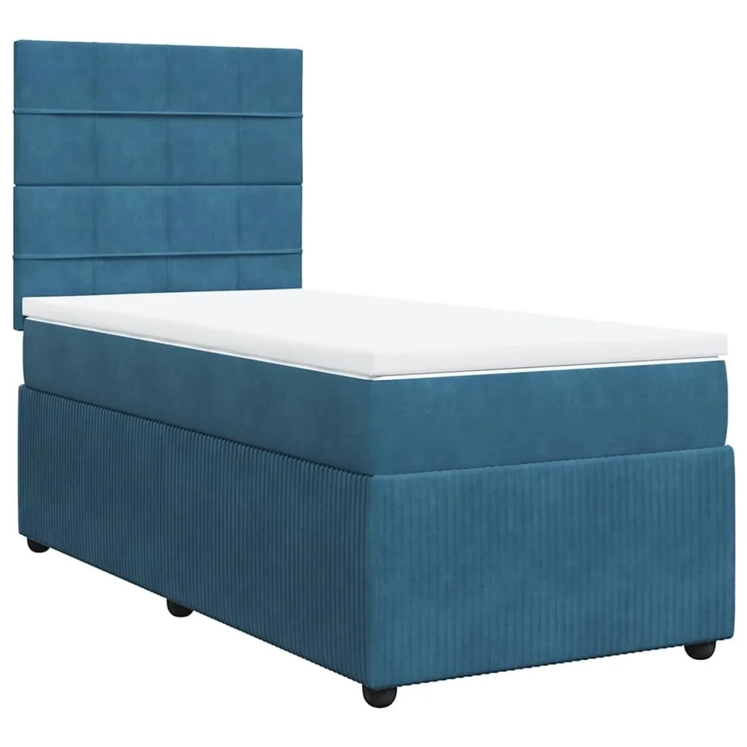 vidaXL Boxspringbett mit Matratze Blau 90x200 cm Samt 3294542