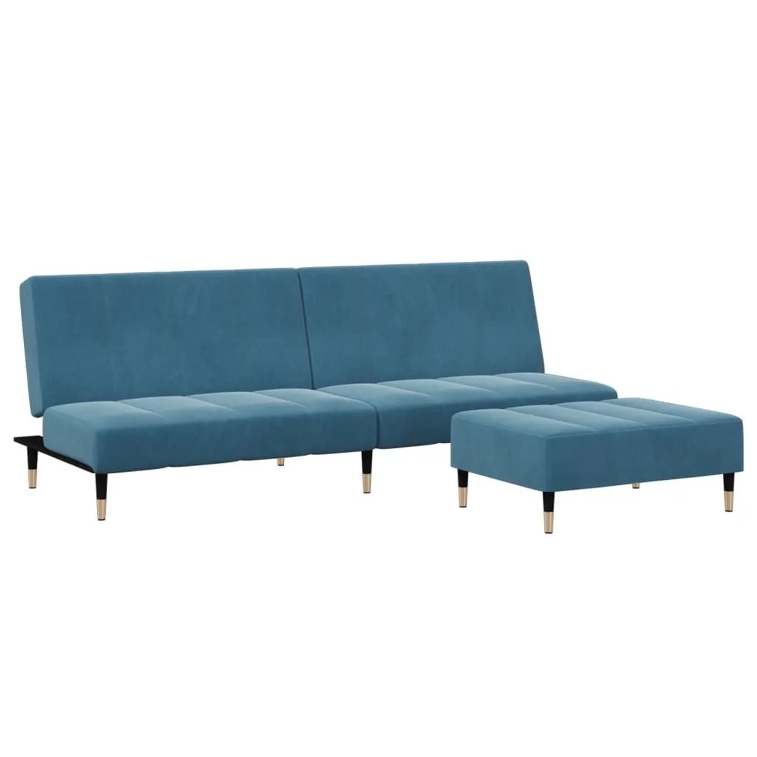 vidaXL Schlafsofa 2-Sitzer mit Fußhocker Blau Samt 3258144 günstig online kaufen