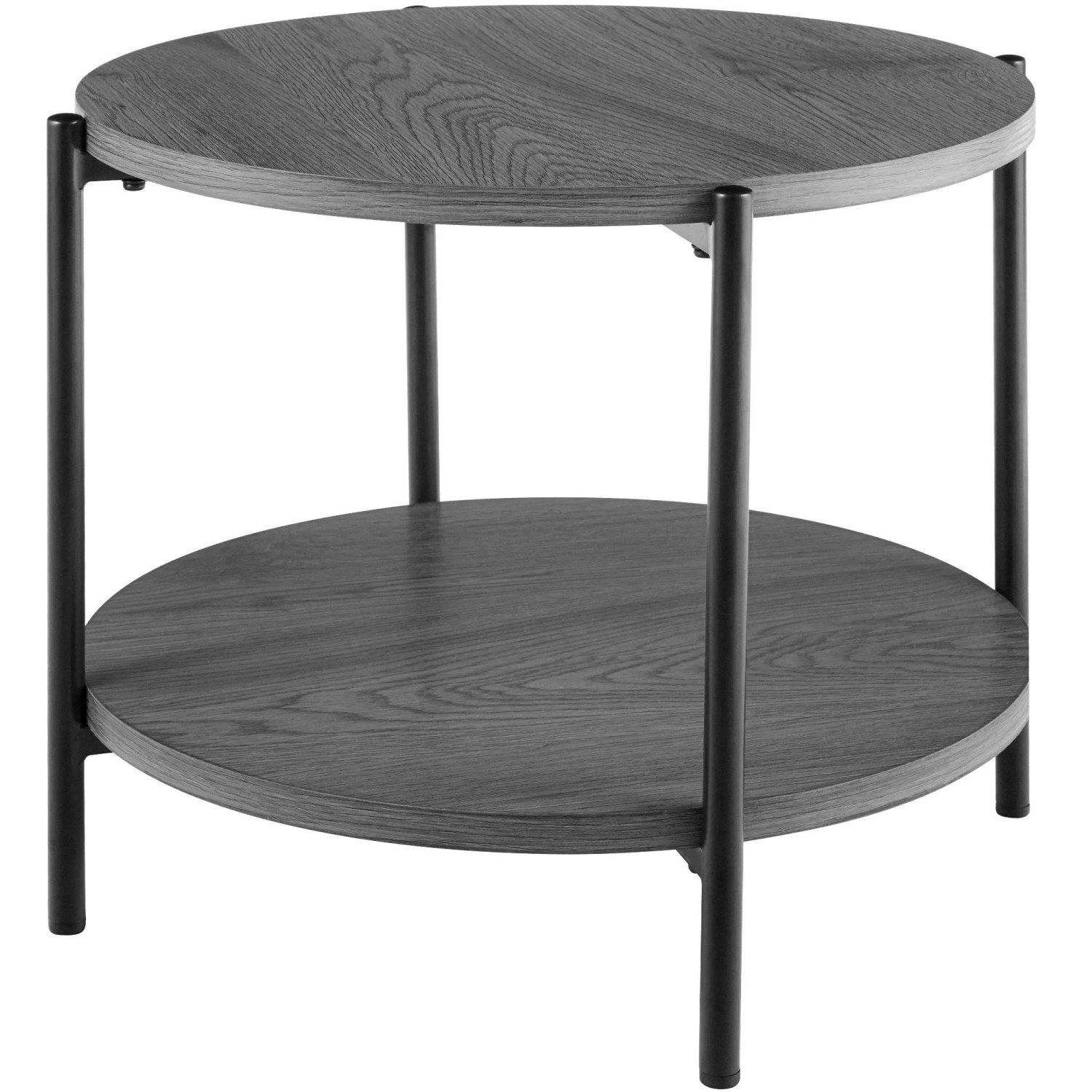 DELUKE Couchtisch BAZON Holz Grau 50x50x40cm Sofatisch Rund Beistelltisch Holz Wohnzimmertisch Klein