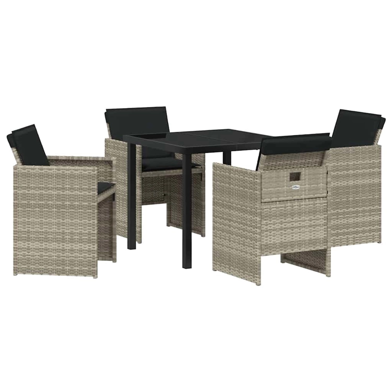 vidaXL Garten Essgruppe mit Kissen Falten 5-Tlg Hellgrau Poly Rattan 337996 günstig online kaufen