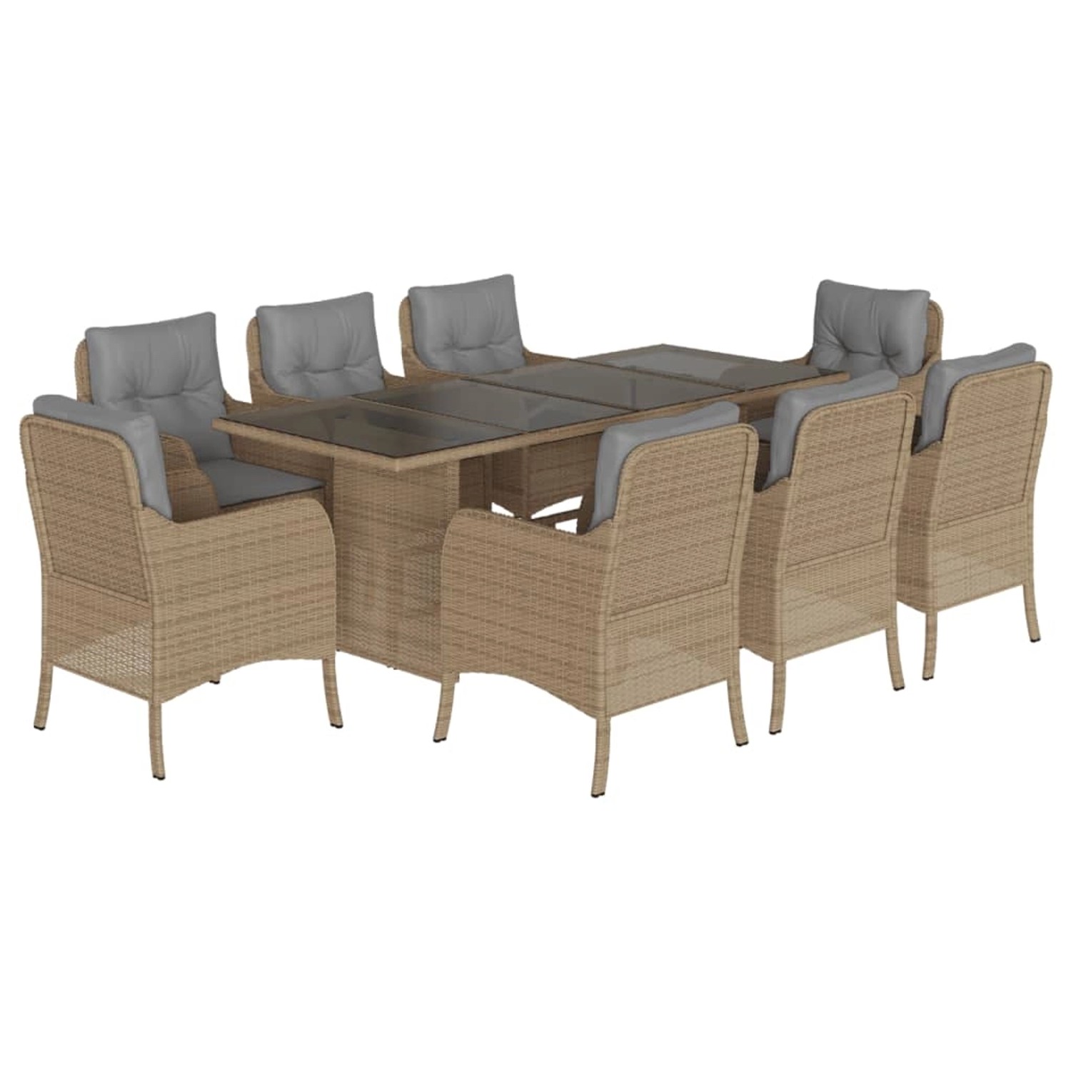 vidaXL 9-Tlg Garten-Essgruppe mit Kissen Beige Poly Rattan 3211889 günstig online kaufen