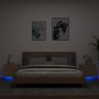 Zwei Wand-Nachttische Sonoma-Eiche mit LED-Beleuchtung im Schlafzimmer.