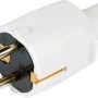 Weißer Schutzkontaktstecker aus PVC für den Innenbereich.