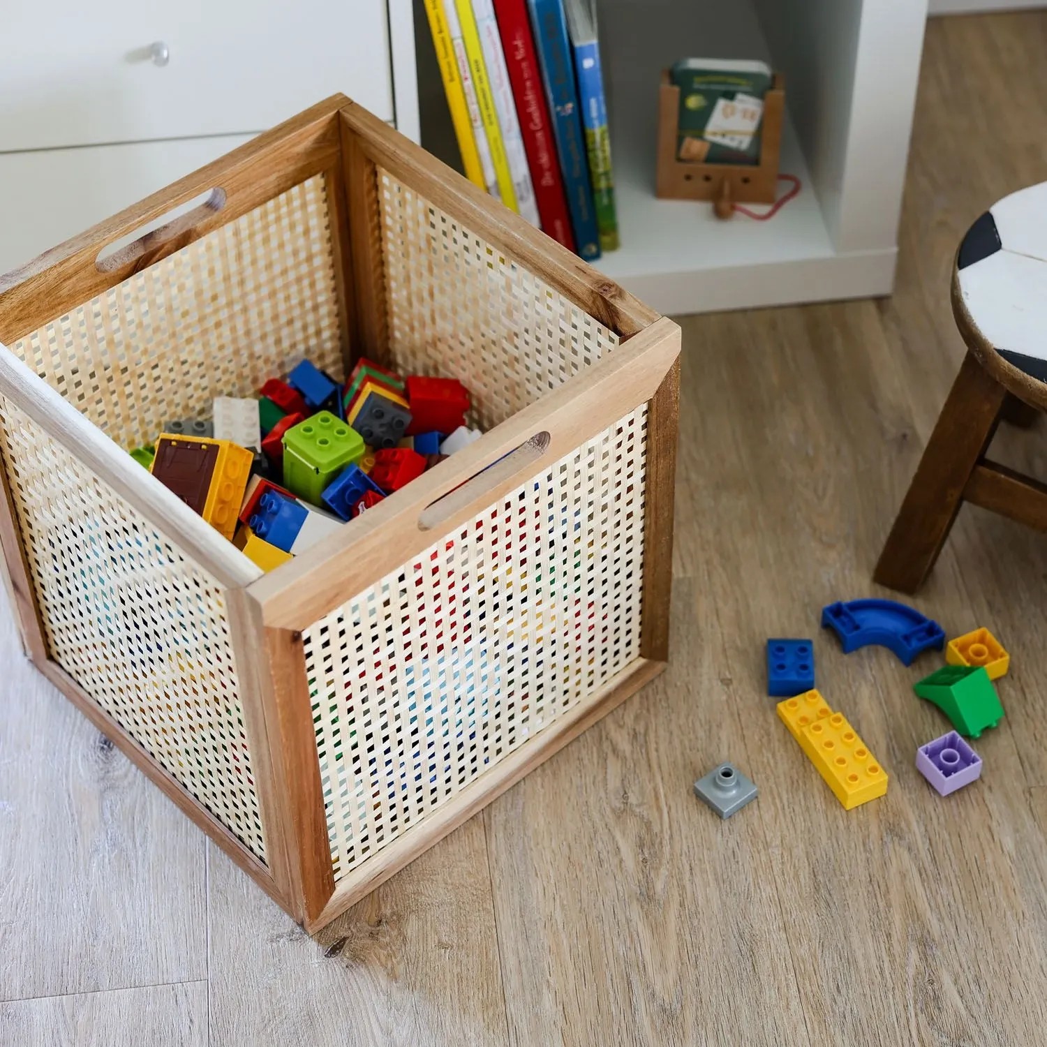 HMF 37640-M3 Aufbewahrungskorb Kallax Regale Korb Rattan Wiener Geflecht und Akazienholz Muster 3 32 x 34 x 32 cm_4