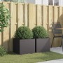 2er Set vidaXL Pflanzkübel, schwarz, 42x40x39 cm, aus Stahl für Garten und Terrasse.