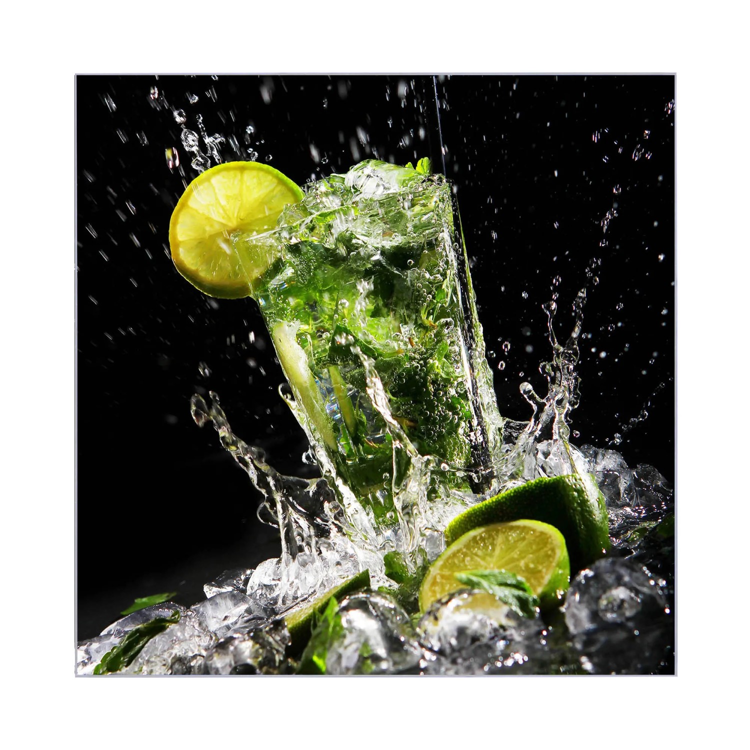 Banjado Schlüsselkasten mit Motiv Brasilianischer Cocktail, Glasfront, 50 Haken, Magnettafel.