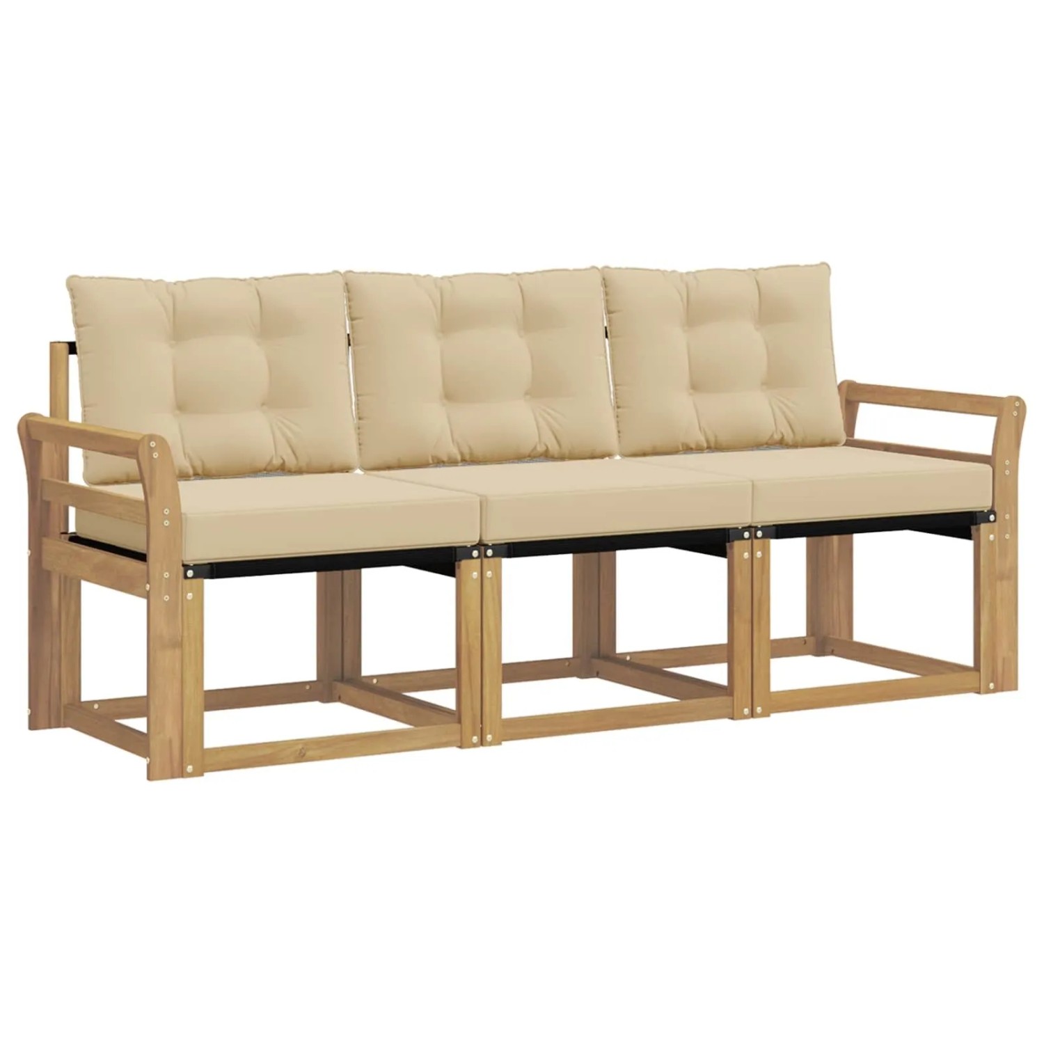 vidaXL Outdoor-Sofagarnitur mit Kissen 3-Tlg Weiß und Beige 3389167