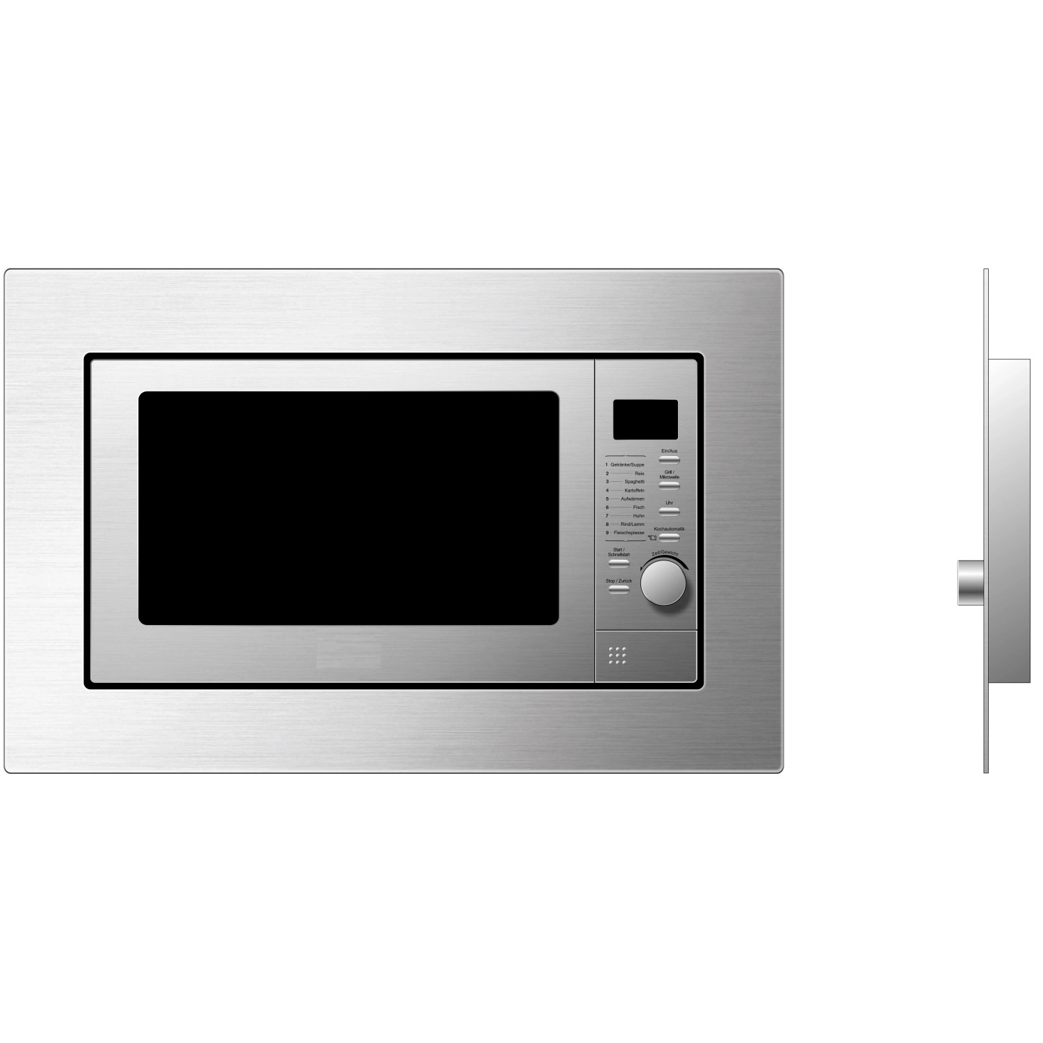 PKM Einbau-Mikrowelle MW800.8-20G-EB, Edelstahl, mit Grill und LED-Anzeige.