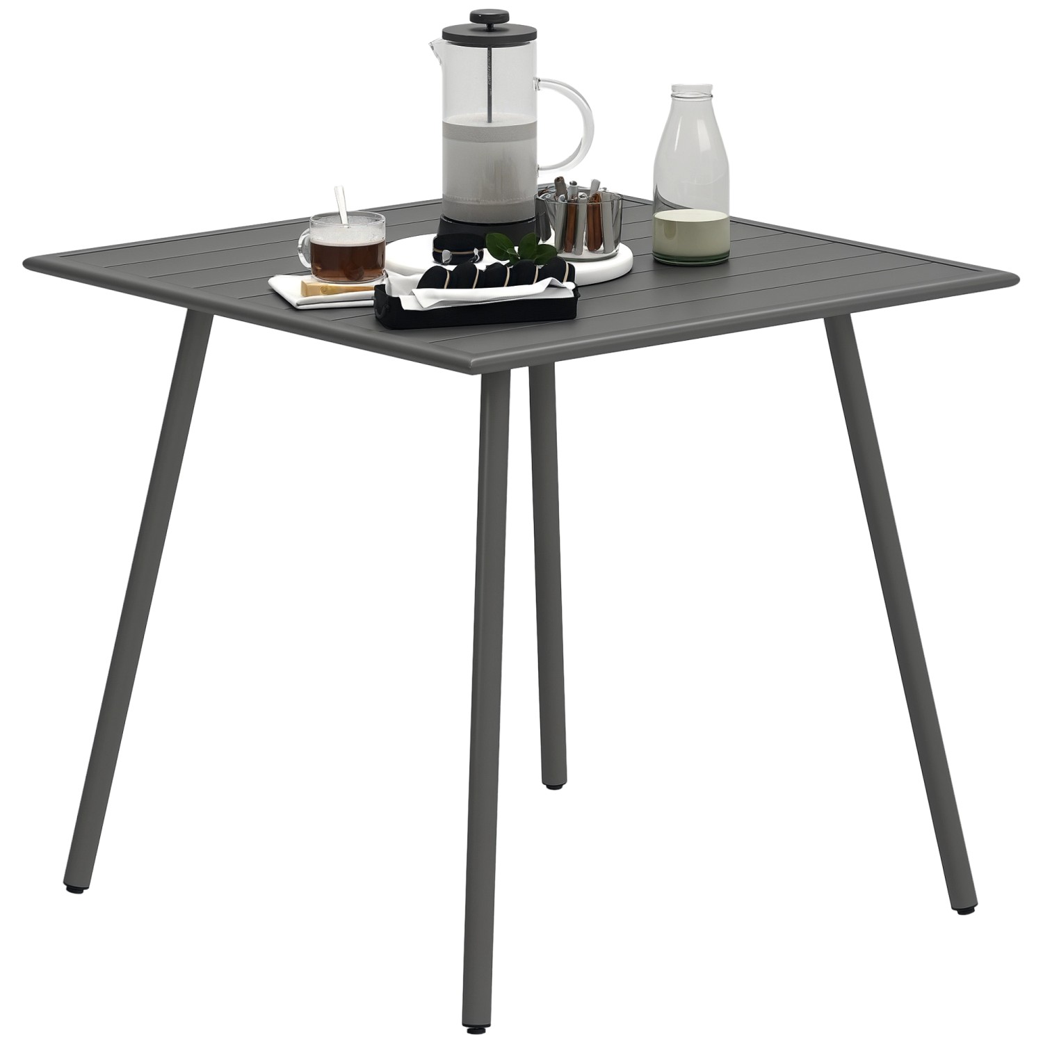Outsunny Gartentisch  Gartentisch Stahl Grau 80L x 80B x 74H cm günstig online kaufen
